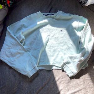 mint green cropped crew neck